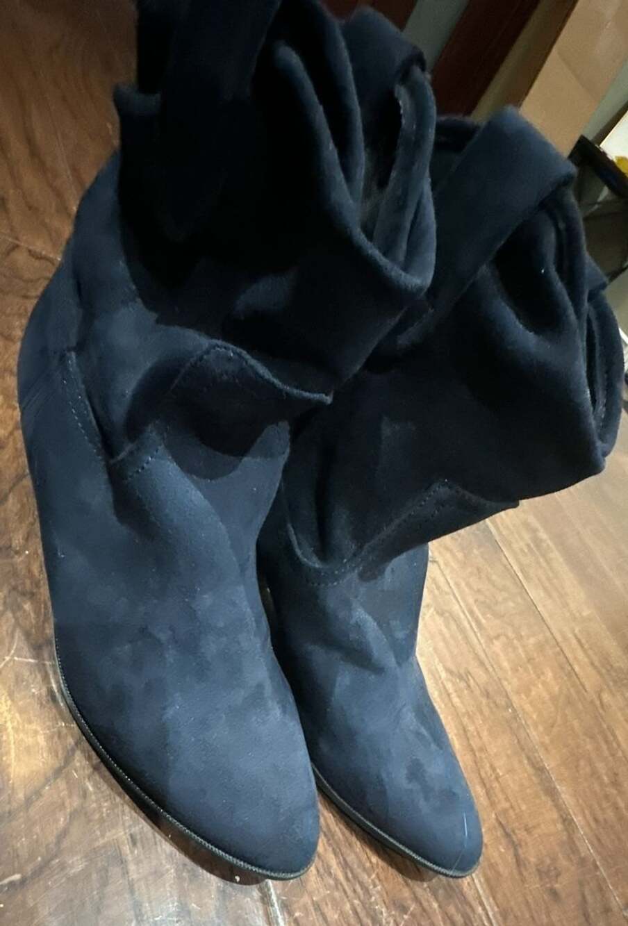 Esprit Suede Ankle Boots Black Blue Pointed Toe